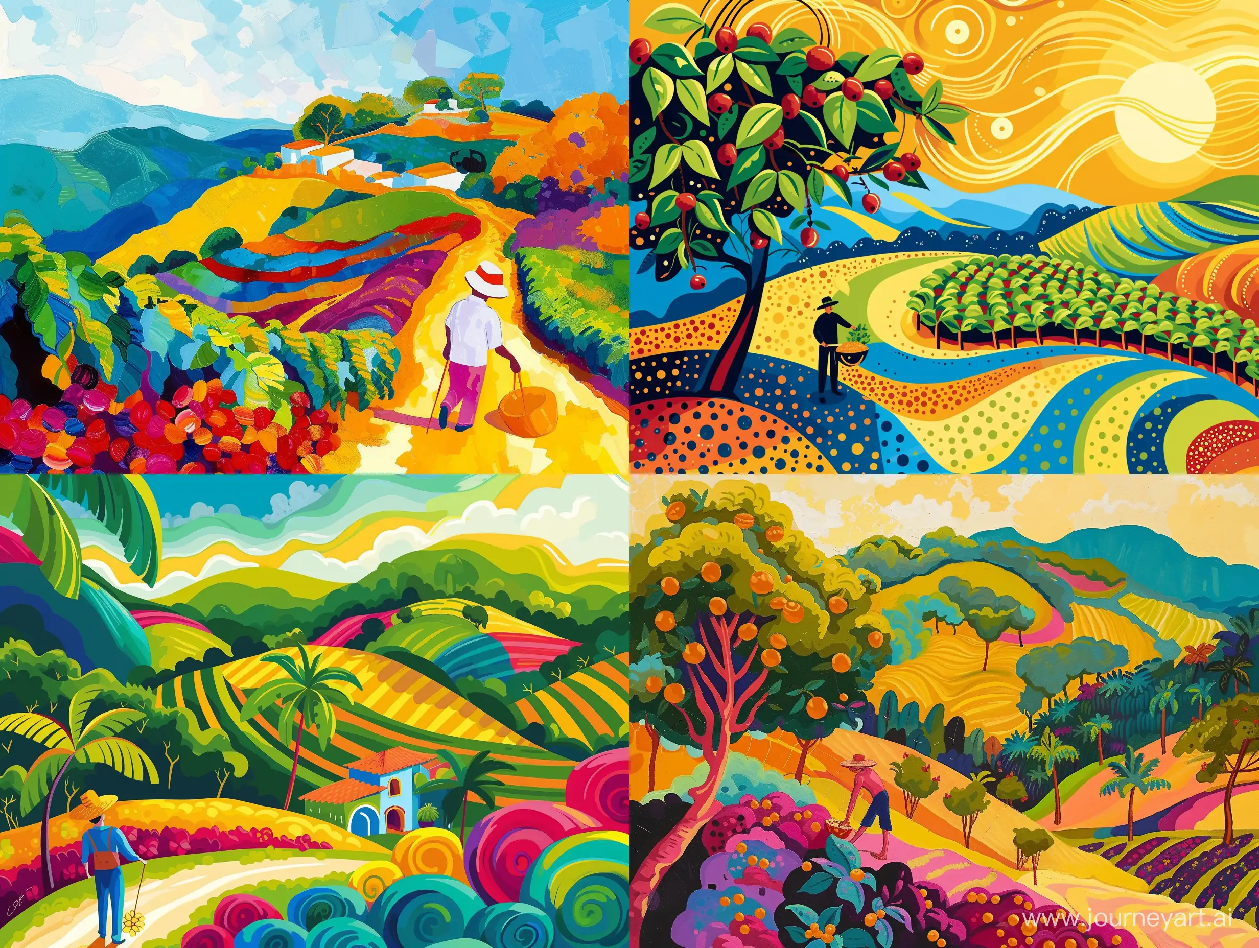 Vibrant-Brazilian-Coffee-Harvest-Illustration-in-Kandinsky-Style