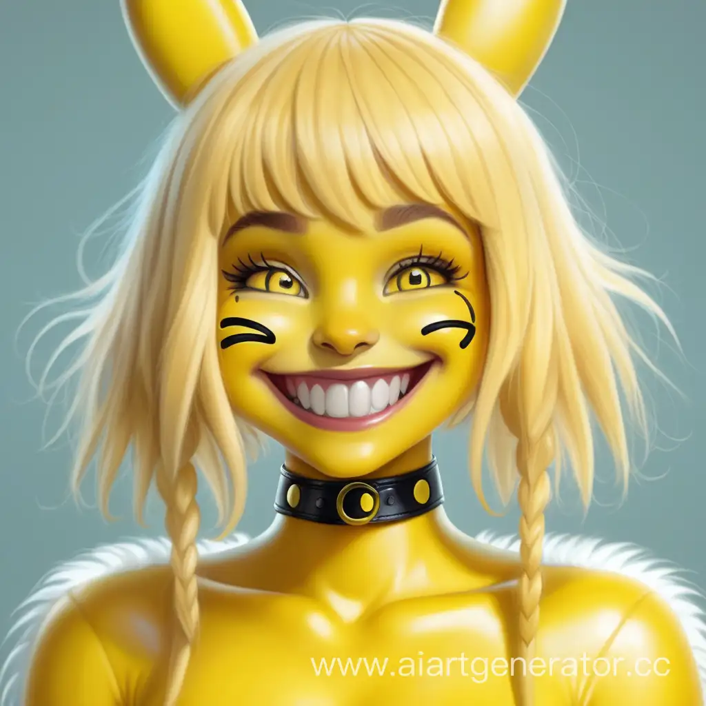 Adorable-Latex-Furry-Girl-Smiley-Transformation-in-Yellow-Latex-Skin