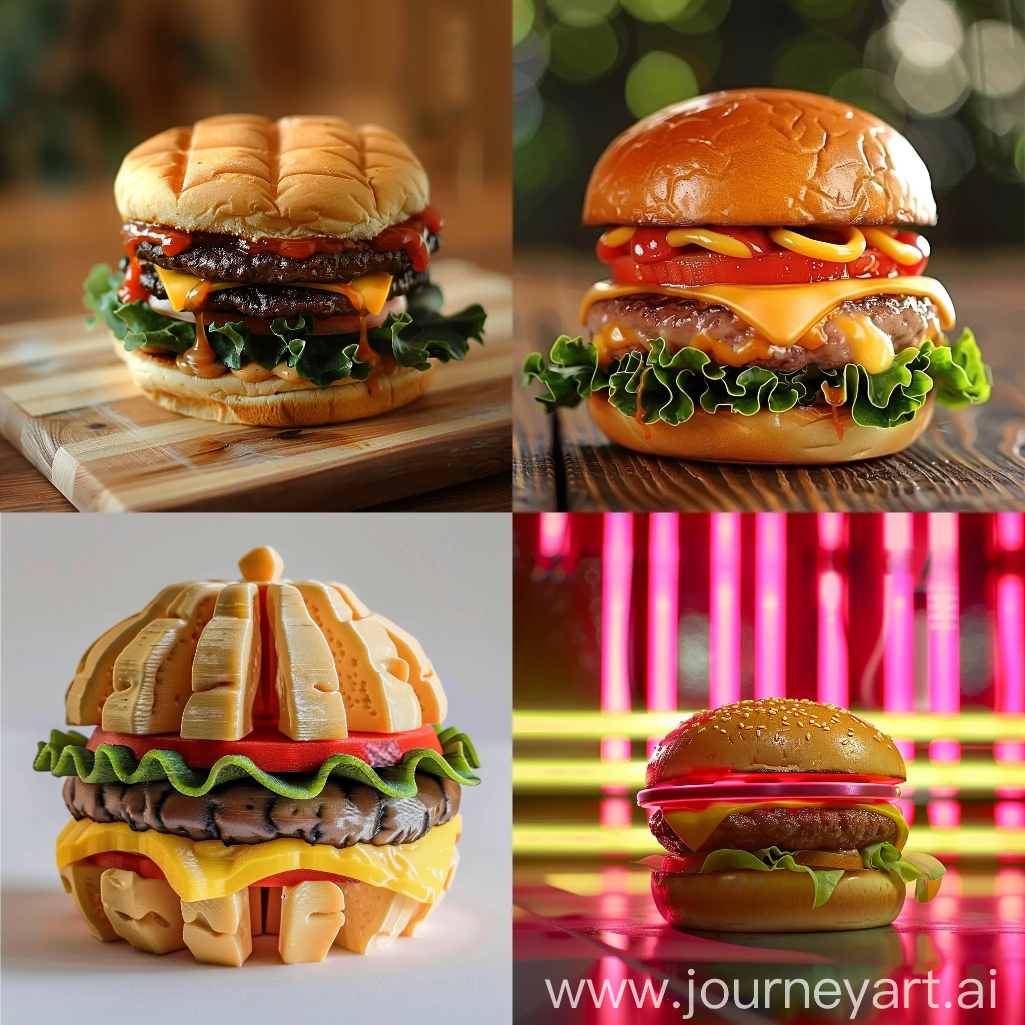 BURGER FROM THE FUTURE CREATED BY HIGH TECHNOLOGYS LIEK 3D PRINTER AND MORE