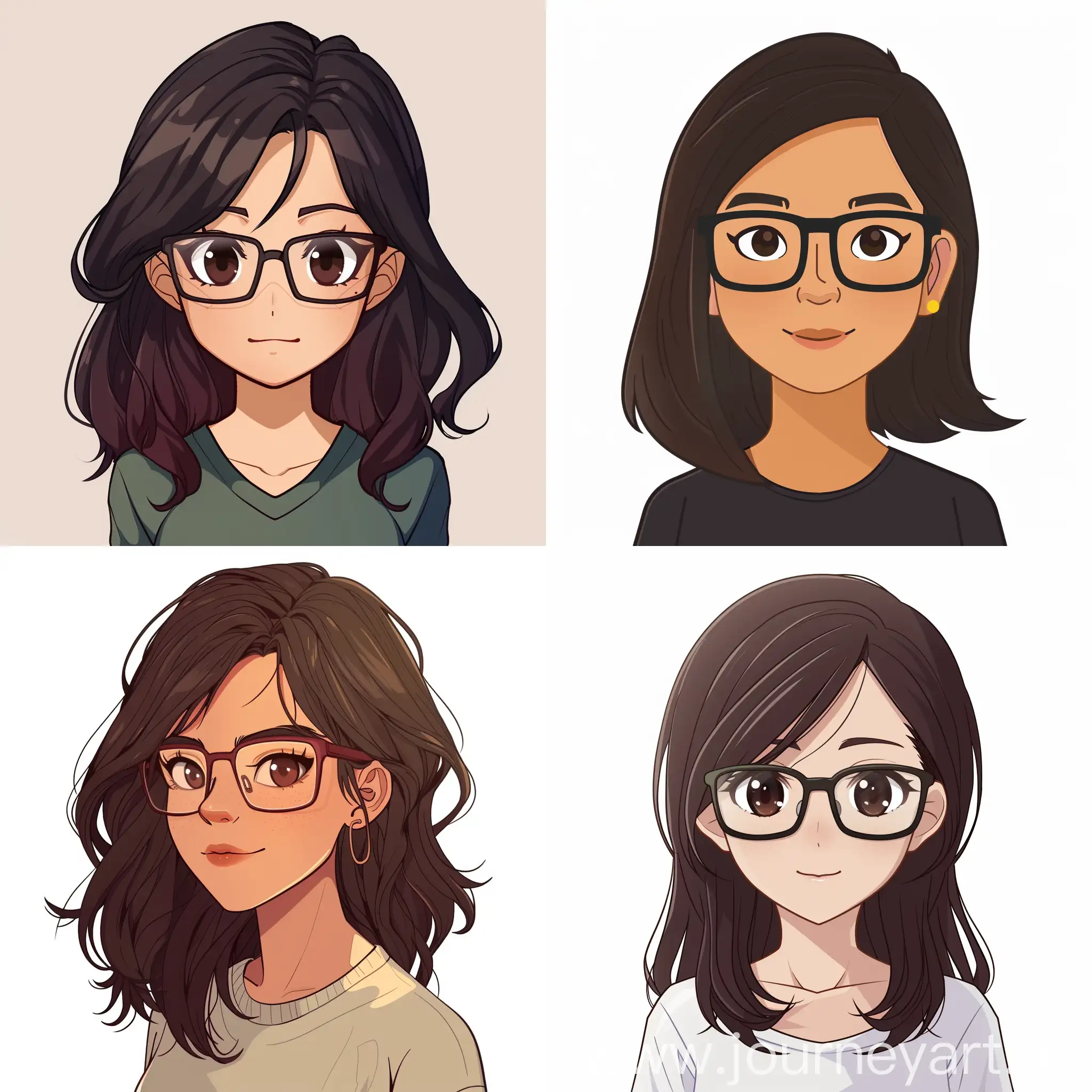 Dark-Brown-Haired-Girl-in-Rectangular-Glasses-Avatar-for-GitLab