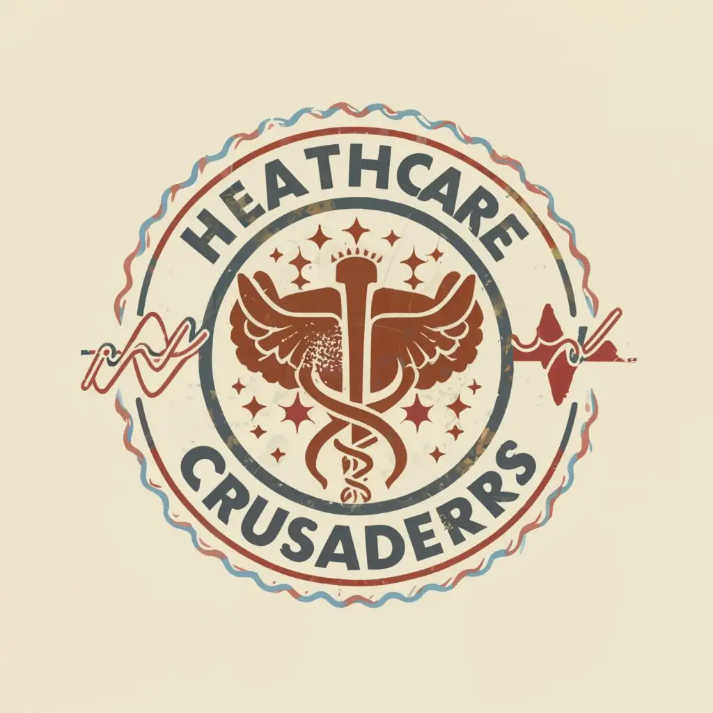 a logo design,with the text "Healthcare Crusaders ", main symbol:Stethoscope, Oximeter, BP, Scapel,Moderate,be used in Medical Dental industry,clear background