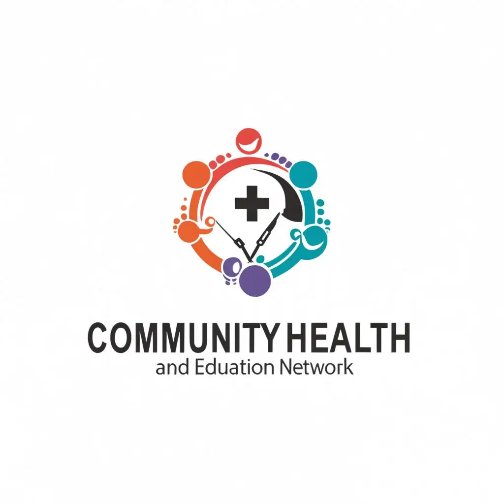 a logo design,with the text "Community Health and Education Network ", main symbol:Incorporate an interconnected network of nodes or circles to symbolize community and connections.
Include symbols such as a heart or medical cross to represent health.
Integrate books, a graduation cap, or other educational symbols to signify education.,Moderate,be used in Nonprofit industry,clear background