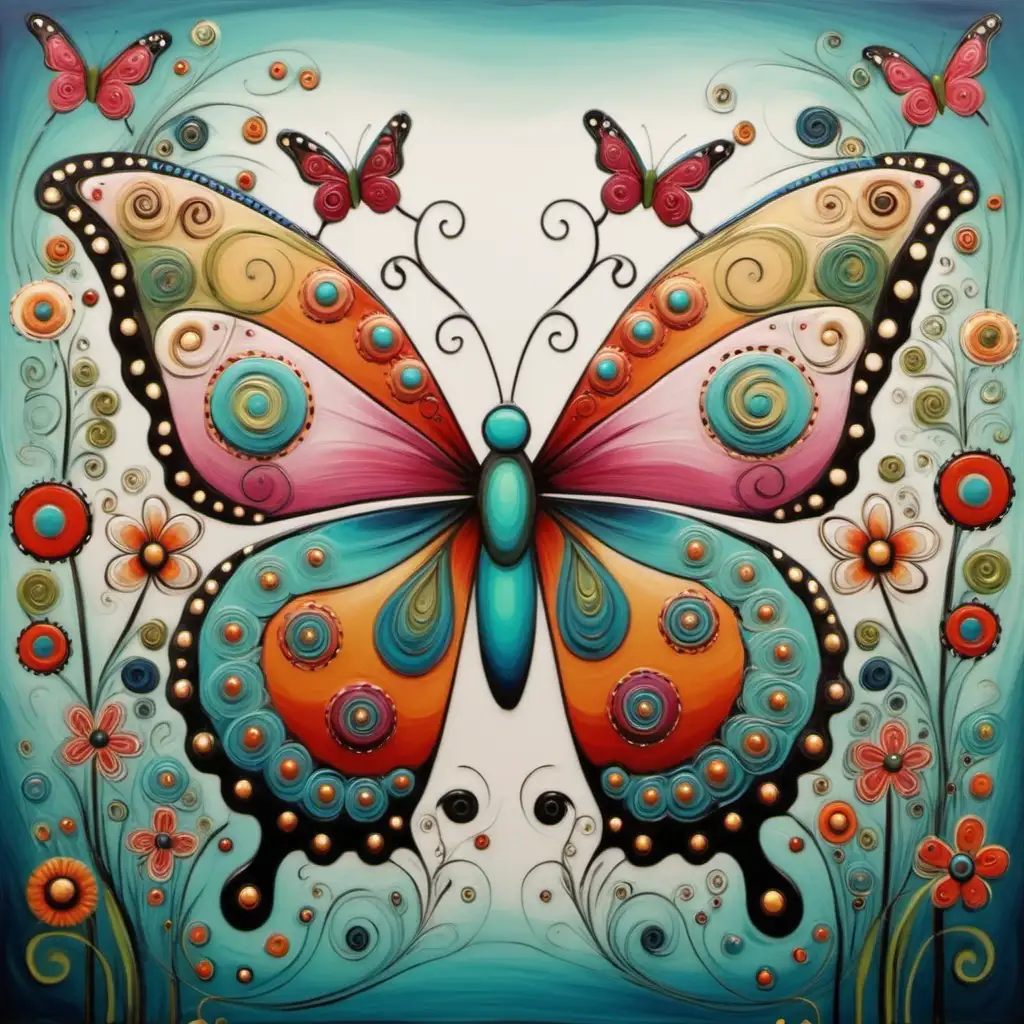 Whimsical Butterfly Art Colorful Butterflies Dancing in a Dreamy Landscape