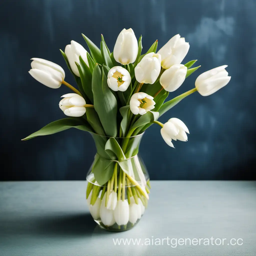 букет белых тюльпанов в вазе 