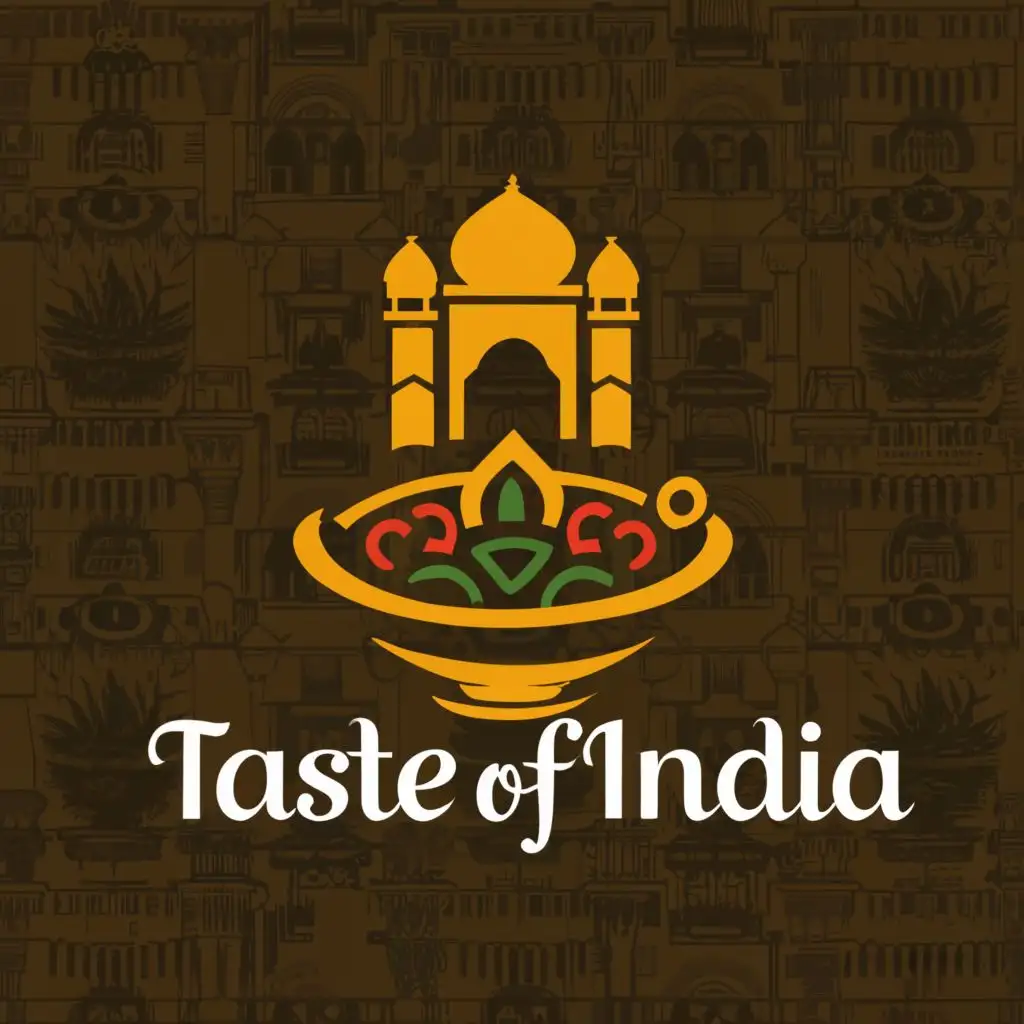 a logo design,with the text "Taste of India", main symbol:Indian food and castle,Moderate,be used in Restaurant industry,clear background