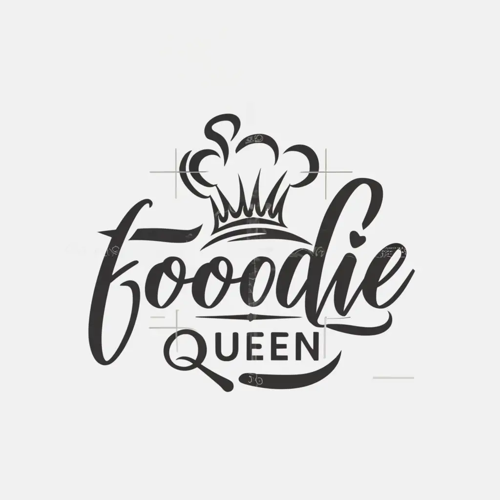 a logo design,with the text "Foodie Queen", main symbol:a chef's hat/ chef/ cook/ crown,complex,be used in Restaurant industry,clear background