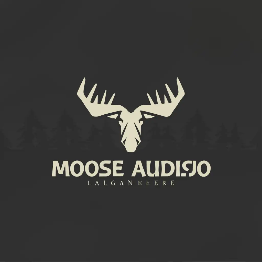 a logo design,with the text 'moose audio', main symbol:moose skull and trees,Moderate,clear background