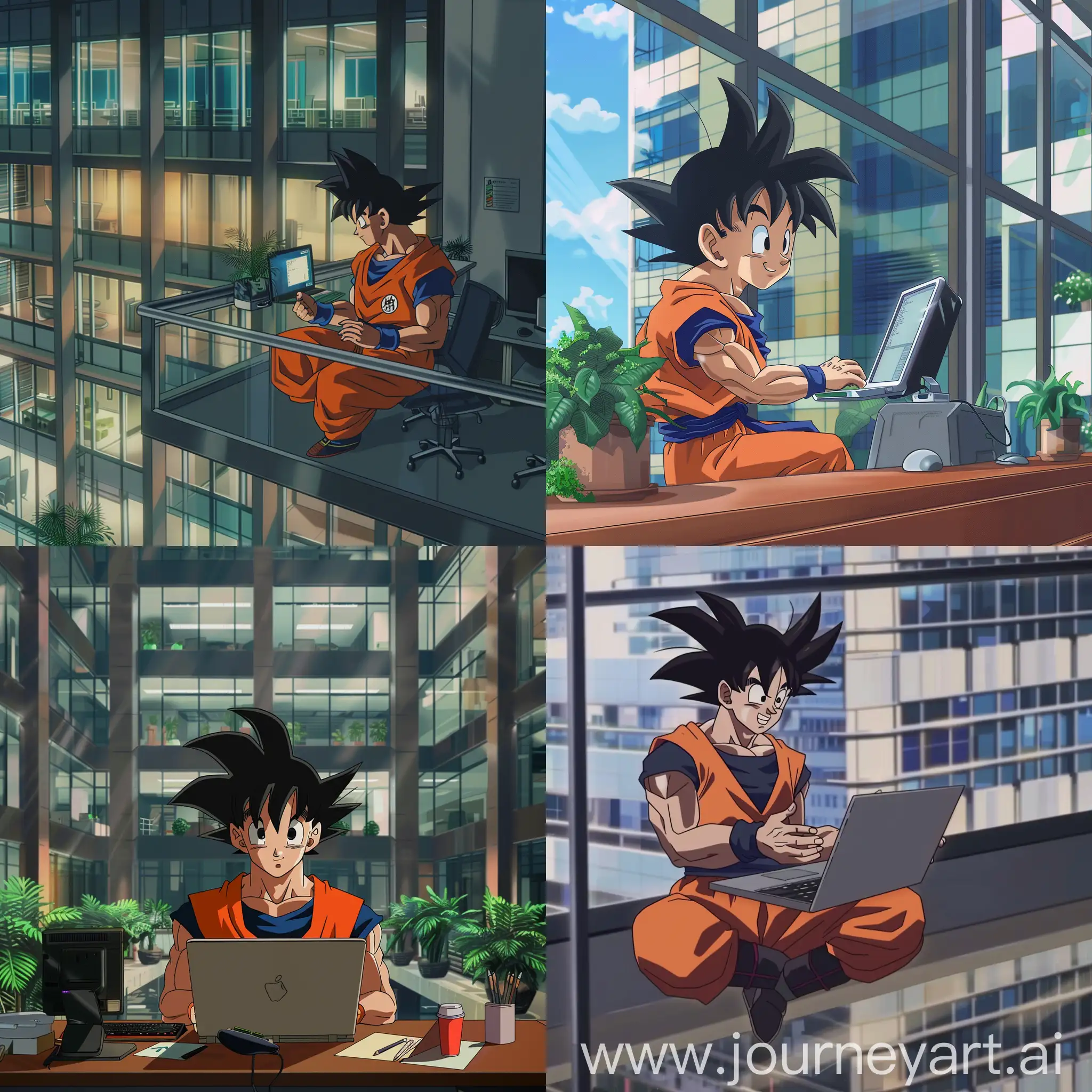 Son-Goku-Programming-in-Office-Building