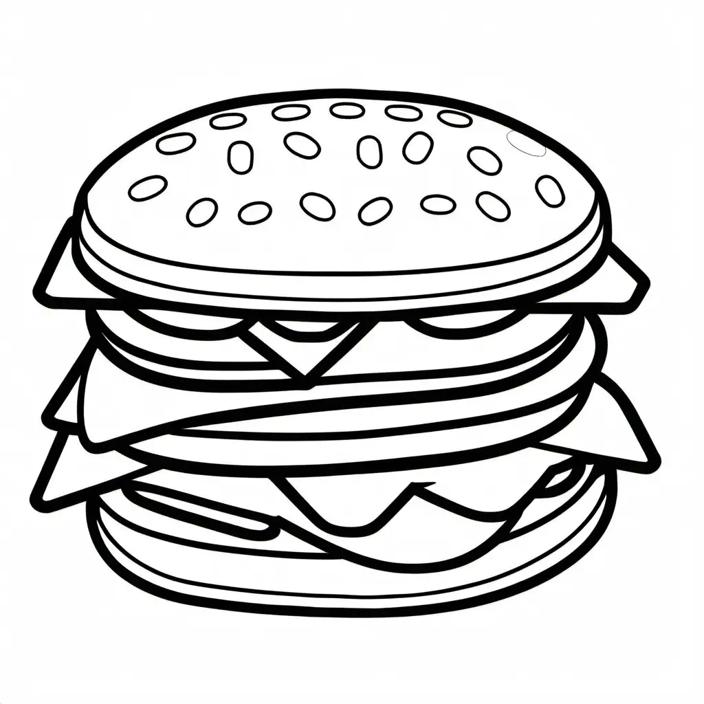 Mini sandwiche   bold ligne and easy , Coloring Page, black and white, line art, white background, Simplicity, Ample White Space. The background of the coloring page is plain white to make it easy for young children to color within the lines. The outlines of all the subjects are easy to distinguish, making it simple for kids to color without too much difficulty