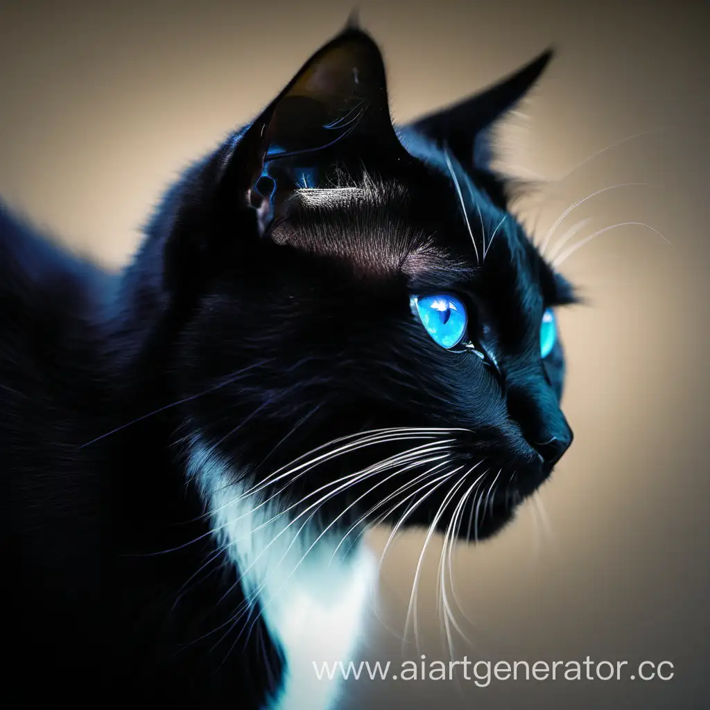 Black-Cat-with-White-Tail-and-Blue-Eyes