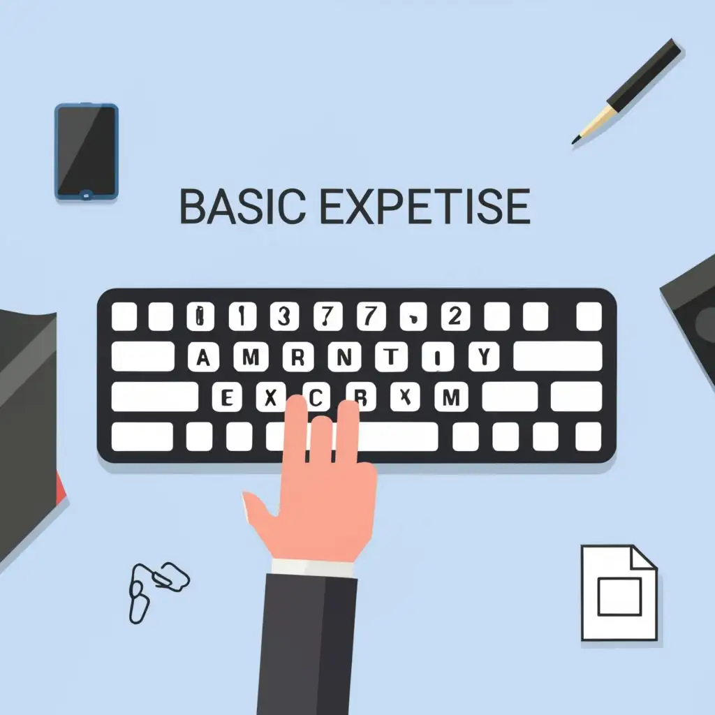 logo, Keyboard, with the text "Basic_Expertise", typography