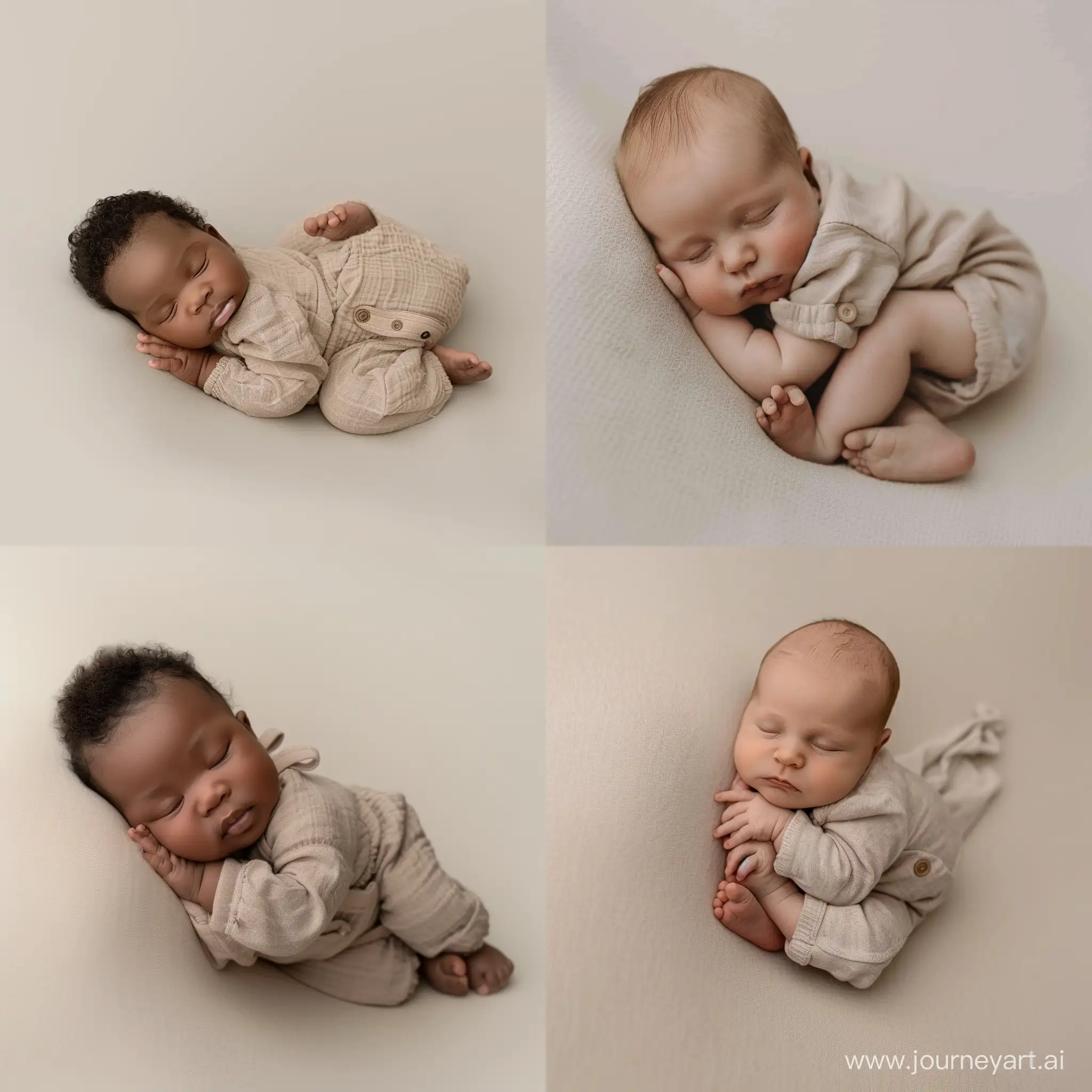 Peaceful-Sleeping-Newborn-Baby-in-Beige-Jumpsuit-on-Plain-Background