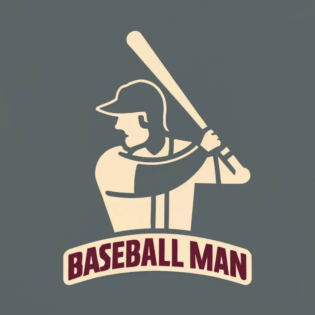 logo, baseball man, with the text "baseball man", typography