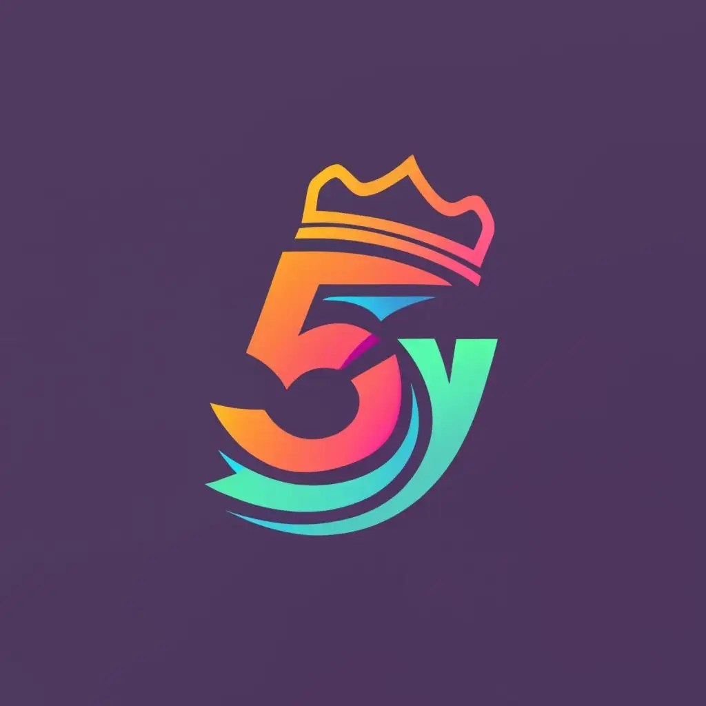 logo, An Vortex in the logo, with V5 instead of the full name, modern and sleek design, with a vibrant color palette and a dark background, a little crown above V5, with the text "VORTEX5", typography, be used in Entertainment industry