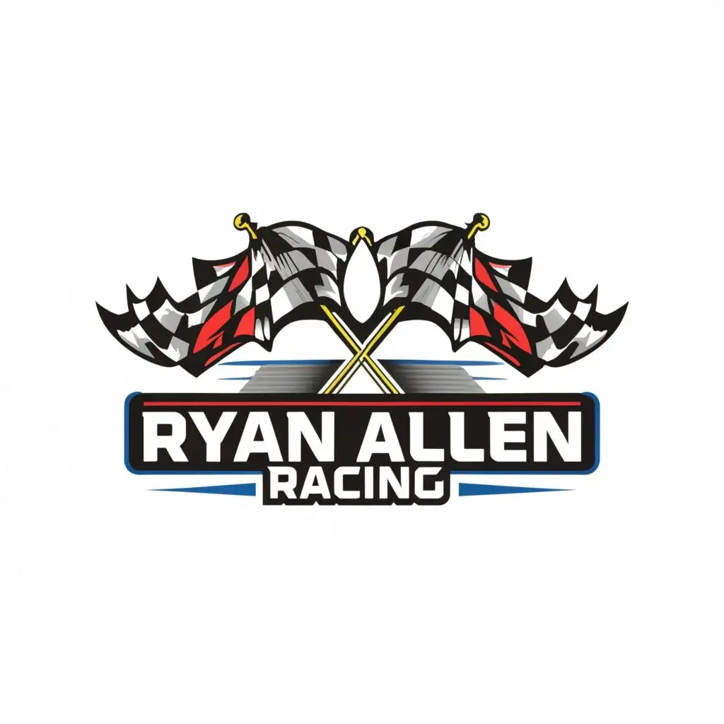 logo, checkered Flag, with the text "Ryan Allen Racing", typography