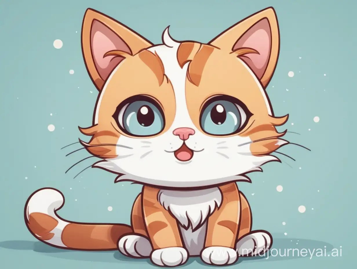 Adorable Cartoon Cat with Playful Expressions