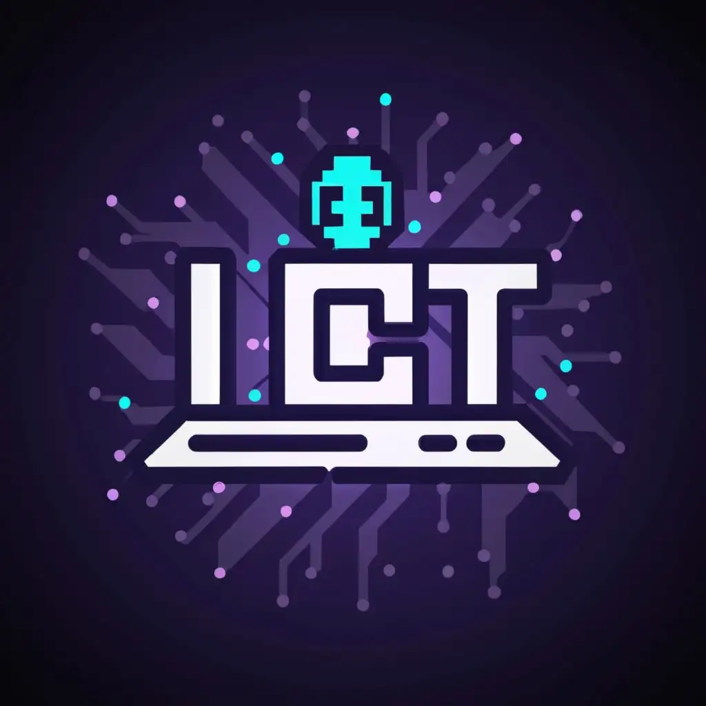 a logo design,with the text "ict", main symbol:a hacker,Moderate,be used in Technology industry,clear background