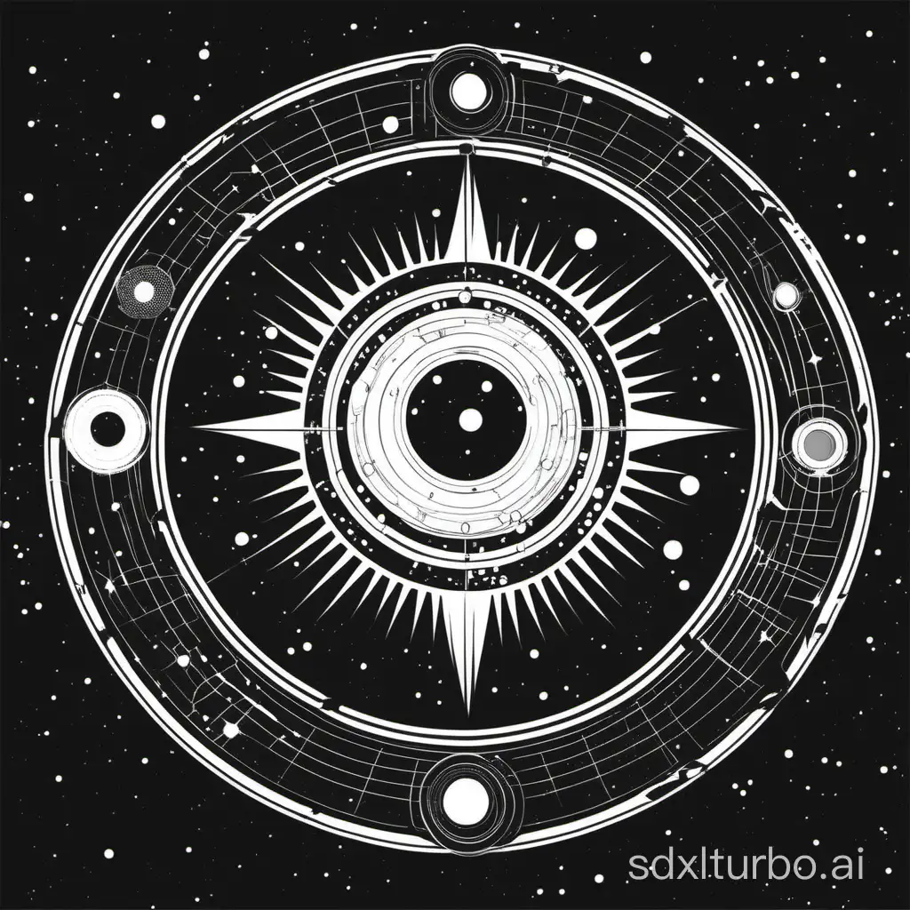 It bears the simple black and white circular logo of the Cosmic Federation，traditional media