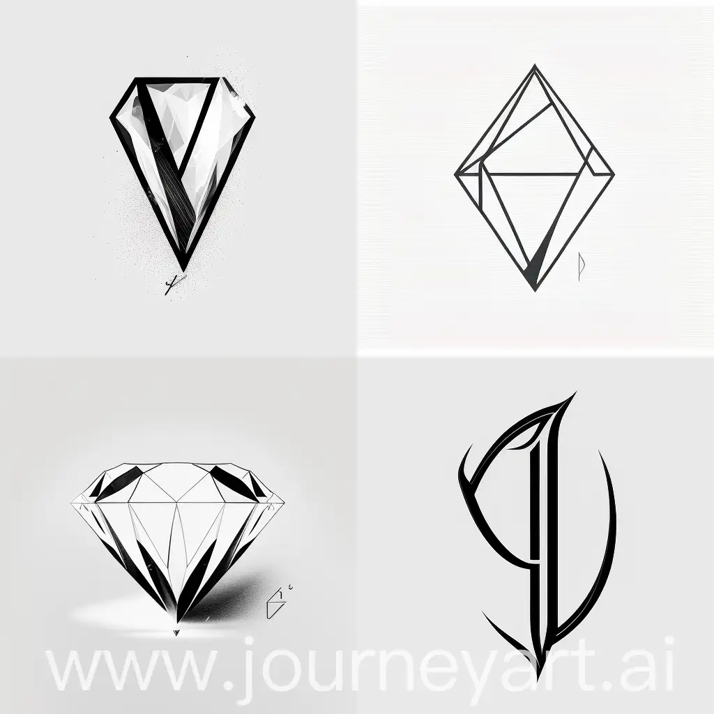 Create a logo of a diamond with black lines on a white background. with minimalist aesthetics. The brand should convey the feeling of refinement, power, and humility. --v 4 --ar 1:1 --no 73850