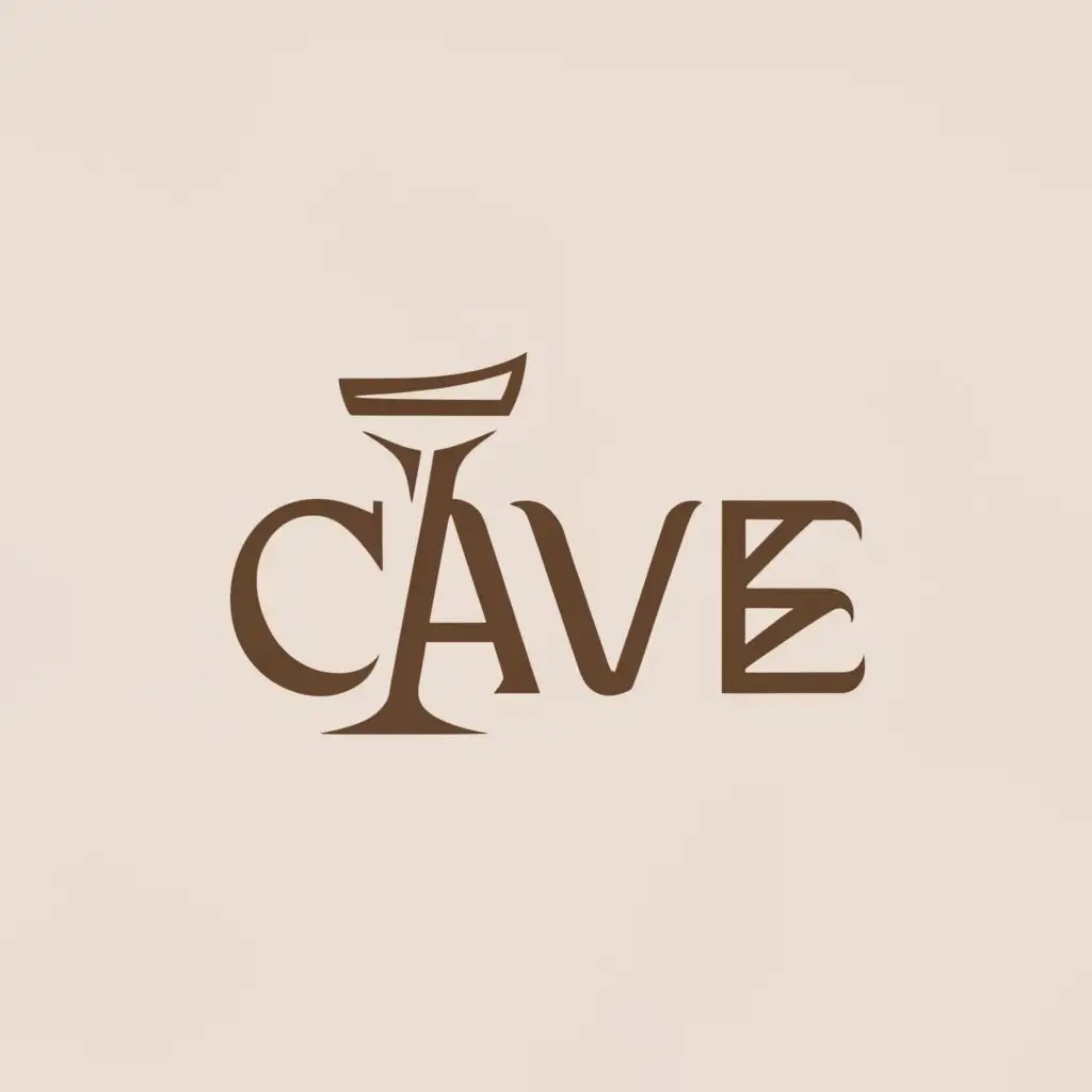 a logo design,with the text "cave", main symbol:wineglass,Minimalistic,clear background