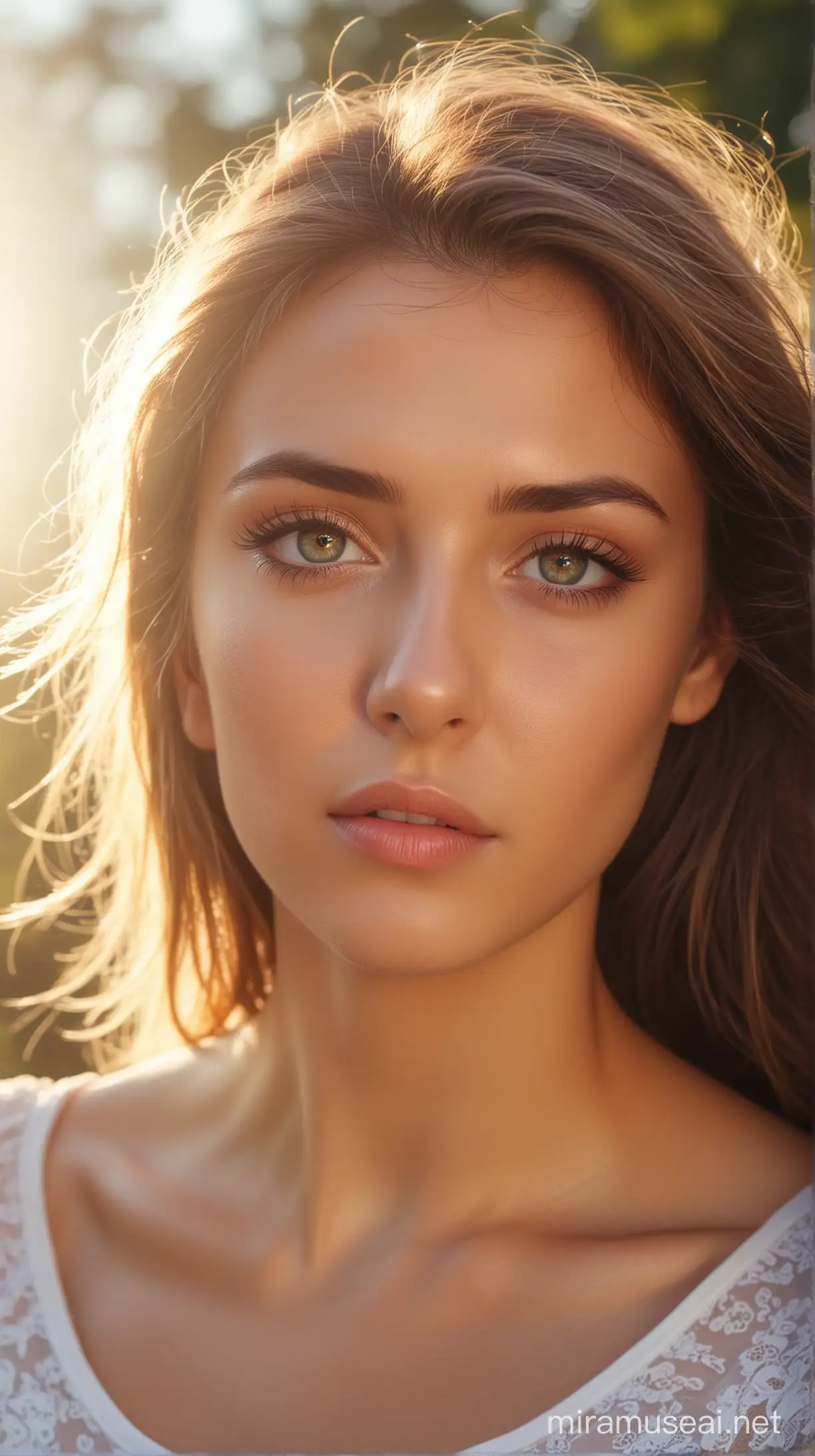 Graceful Angelic Women Radiant Eyes in Natural Sunlight