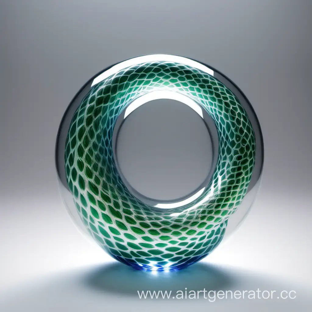 round snake made of glass