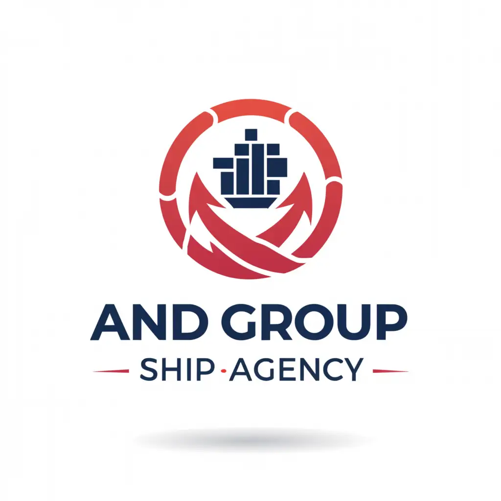 LOGO-Design-For-AND-GROUP-SHIP-AGENCY-Nautical-Theme-with-Ship-Anchor-and-Container-Symbols-on-a-Clear-Background