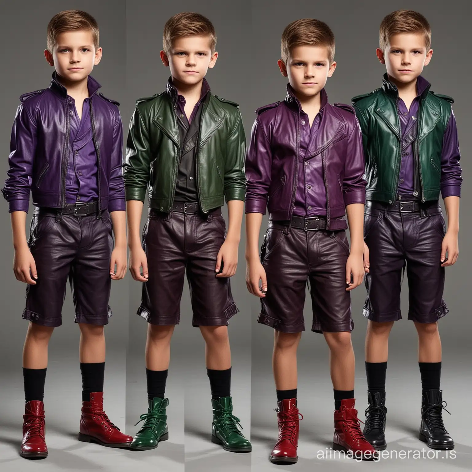 Intimidating-8YearOld-Boy-Villain-in-Comfortable-Leather-Outfit-with-Purple-and-Green-Highlights