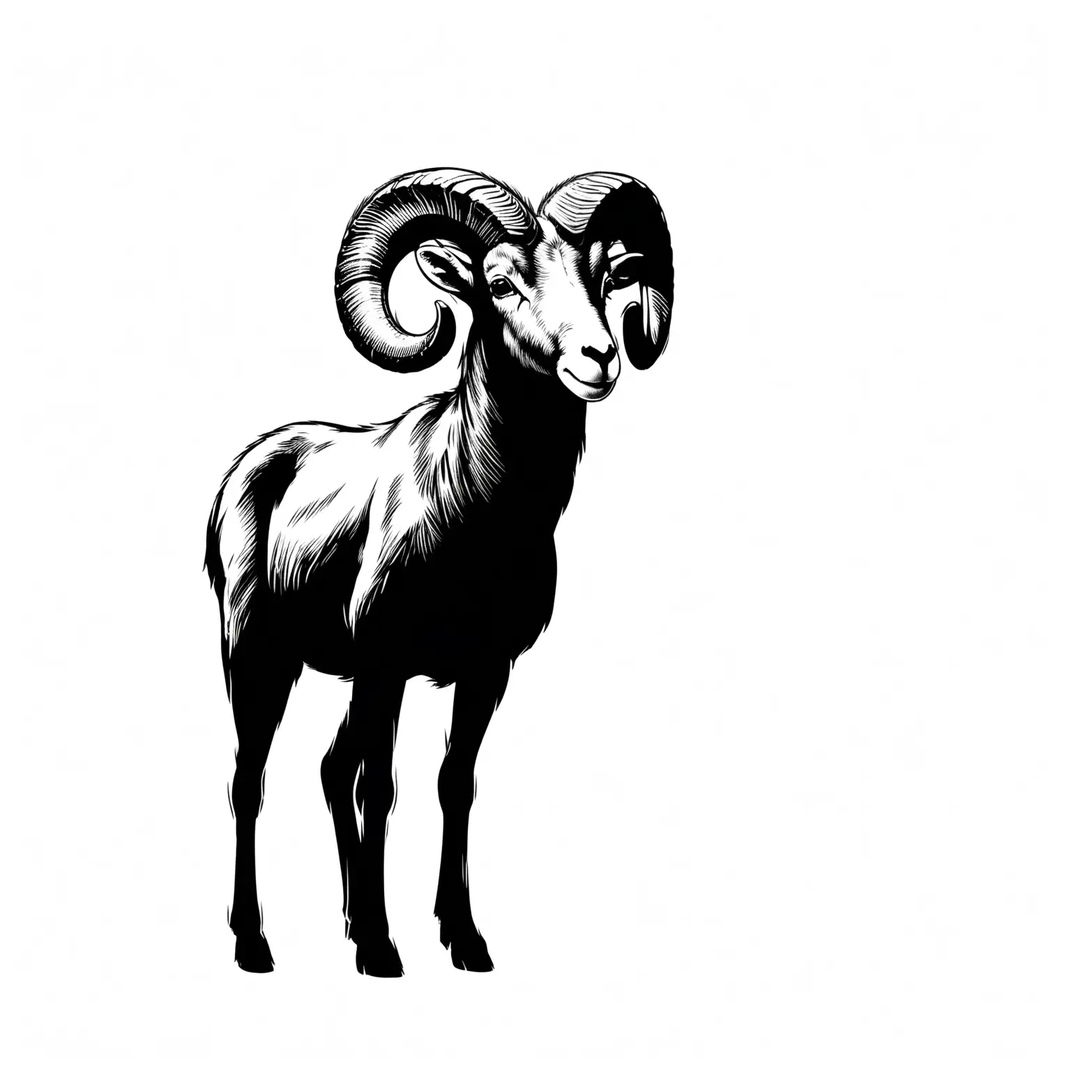 black and white outlines of desert bighorn sheep on white background
