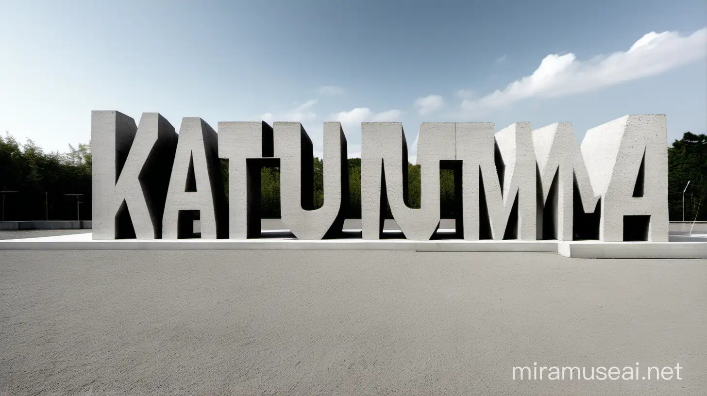 Monument made from concrete letters. There is written a word "KATUMA" by concrete letters.