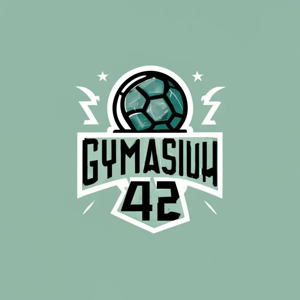 logo, Pen book soccer trophy, with the text "Kharkiv Gymnasium 42", typography, be used in Education industry