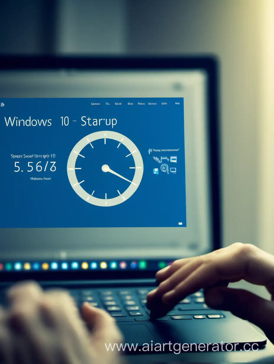 Скорость запуска Windows 10 на фоне рука c таймером