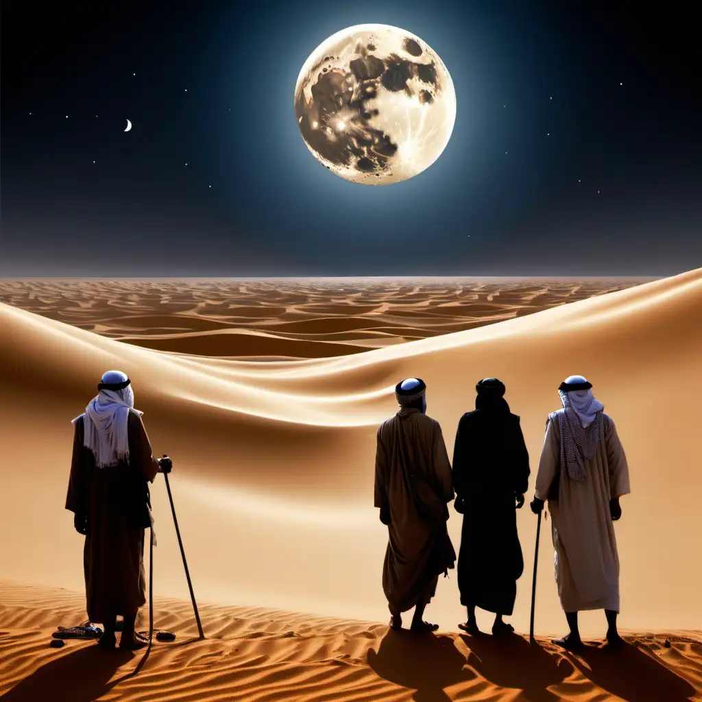 Ancient Bedouins Observing Celestial Wonder in the 7th Century Desert
