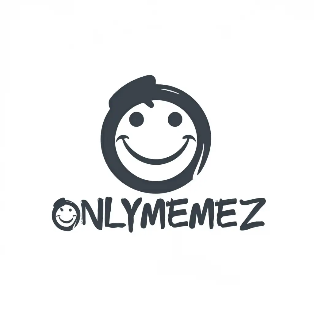 a logo design,with the text "OnlyMemez", main symbol:Grin,Moderate,be used in Entertainment industry,clear background