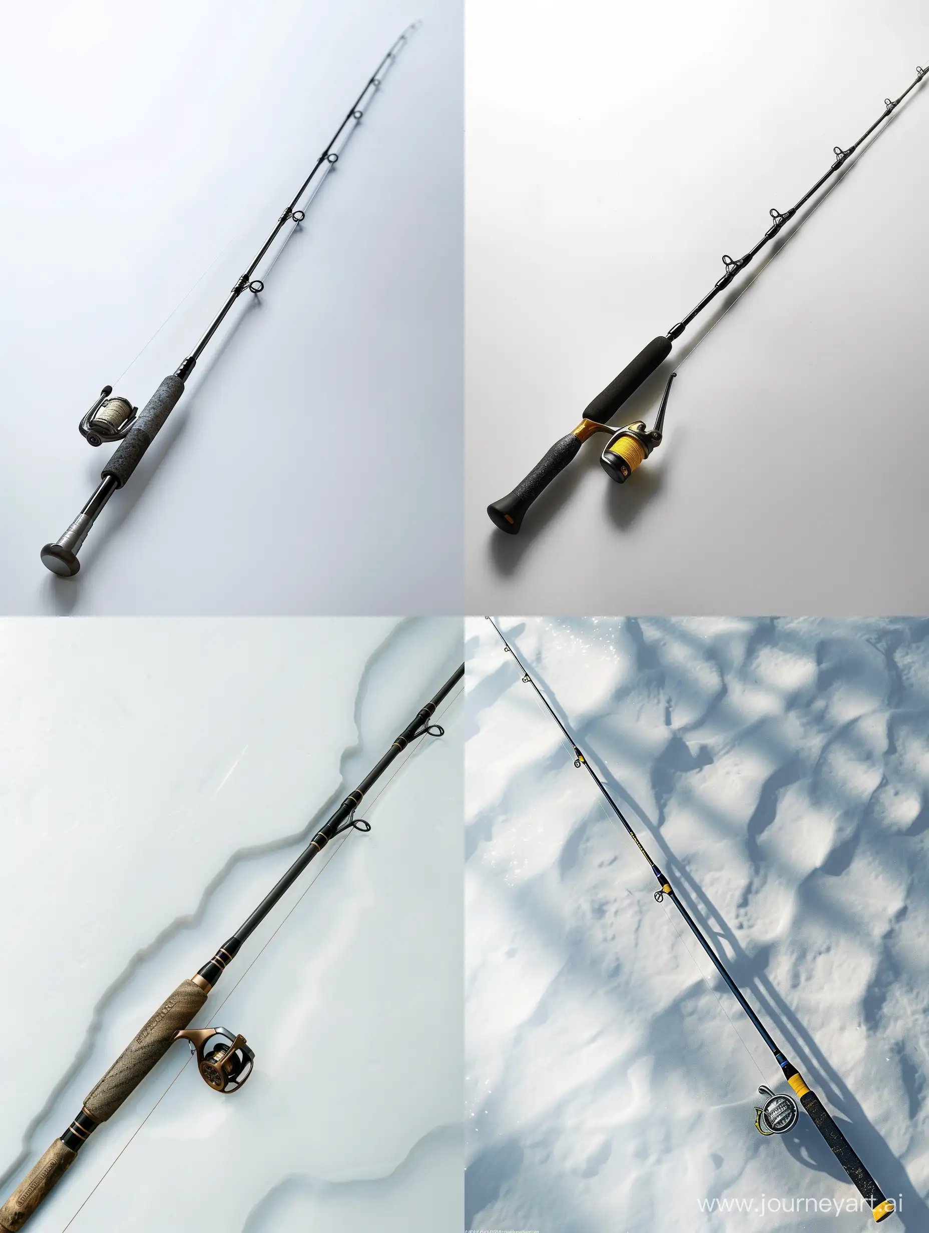 photo of a fishing rod on a white background for an online store in the style of realistic hyper-detailed, 8k resolution