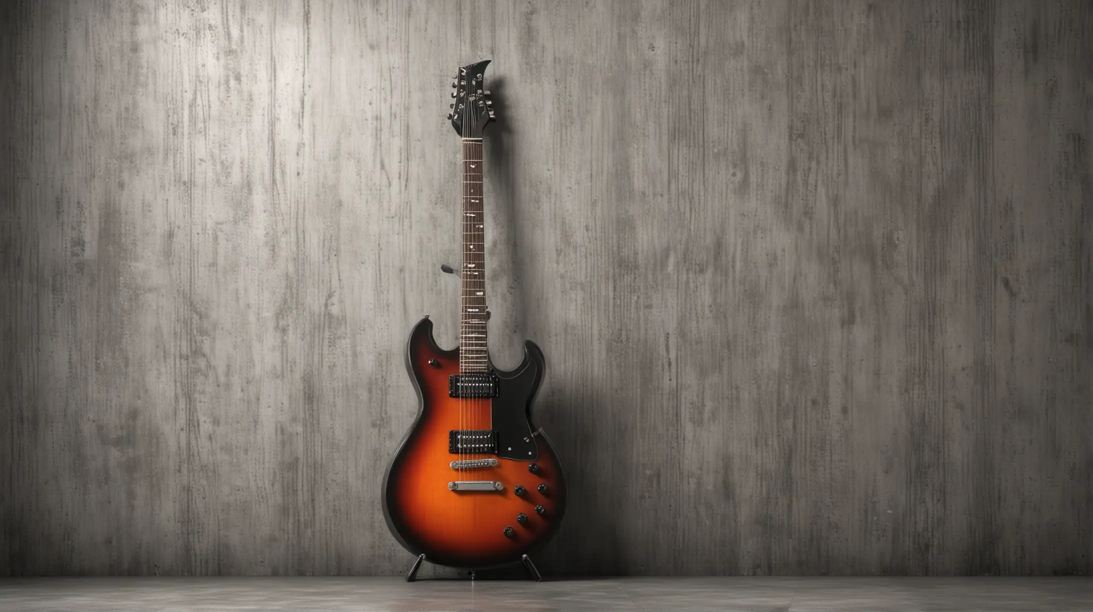 heavy metal guitar, realistic, against a metal wall, plain and heavy