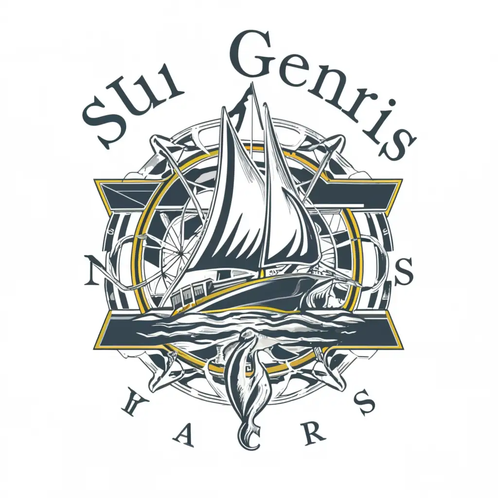 LOGO-Design-for-Sui-Generis-Luxury-Yacht-Brand-with-Dolphin-Globe-and-Compass-Elements