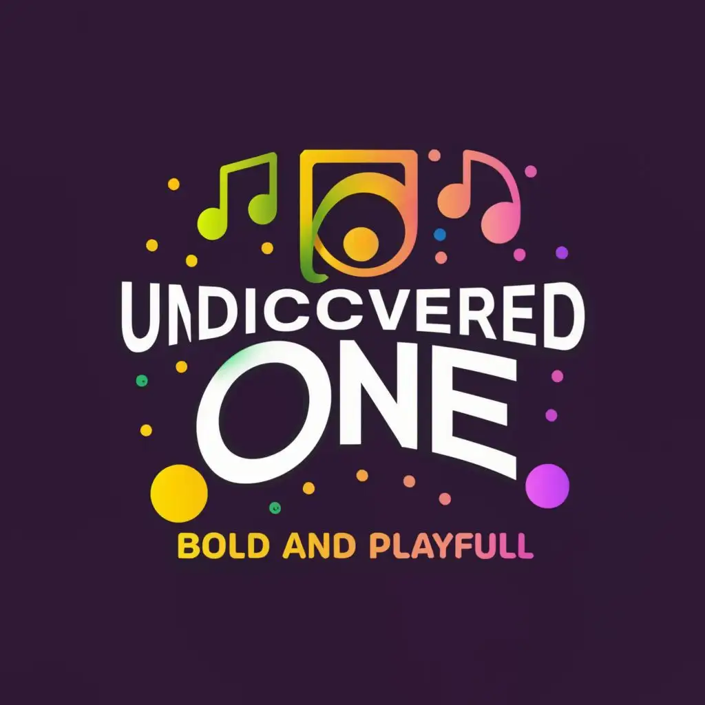 logo, Musical logo, with the text "Undiscovered One, Gradient Colors, Bold and Playfull", typography, be used in Entertainment industry