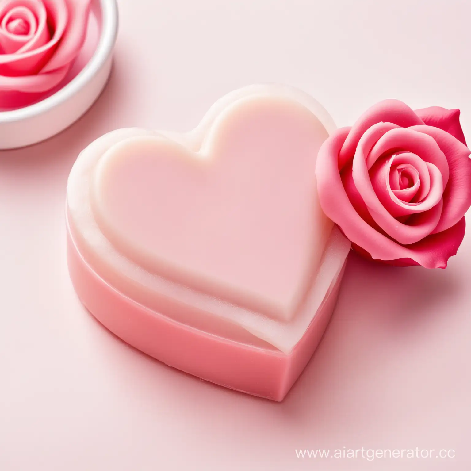 Мыло в форме сердца с розой
