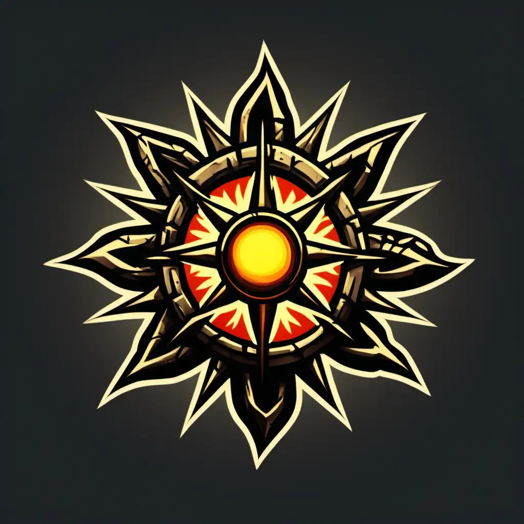 Vibrant Freestanding Sun Icon in Darkest Dungeon Style