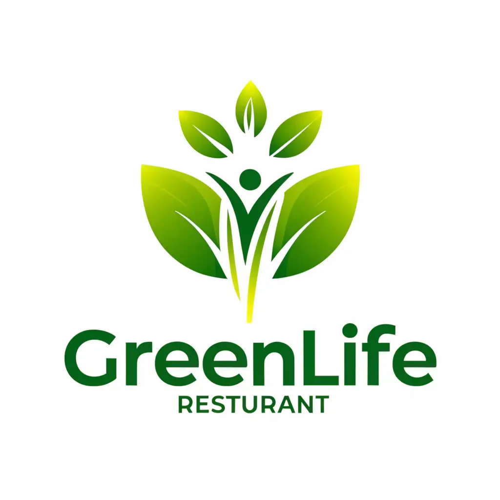 a logo design,with the text "GREENLIFE", main symbol:human,Minimalistic,be used in Restaurant industry,clear background