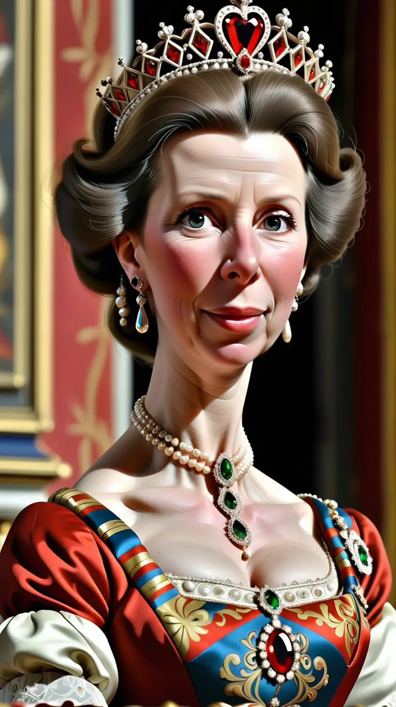 Beautiful, colourful, detailed, intricate, massive, powerful, cinematic picture :  Princess Anne:  Married a commoner.   refused a royal title for her kids, and is known for her fiery personality.