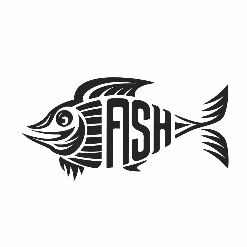 logo, The skeleton of a fish, with the text "fish", typography, be used in Entertainment industry