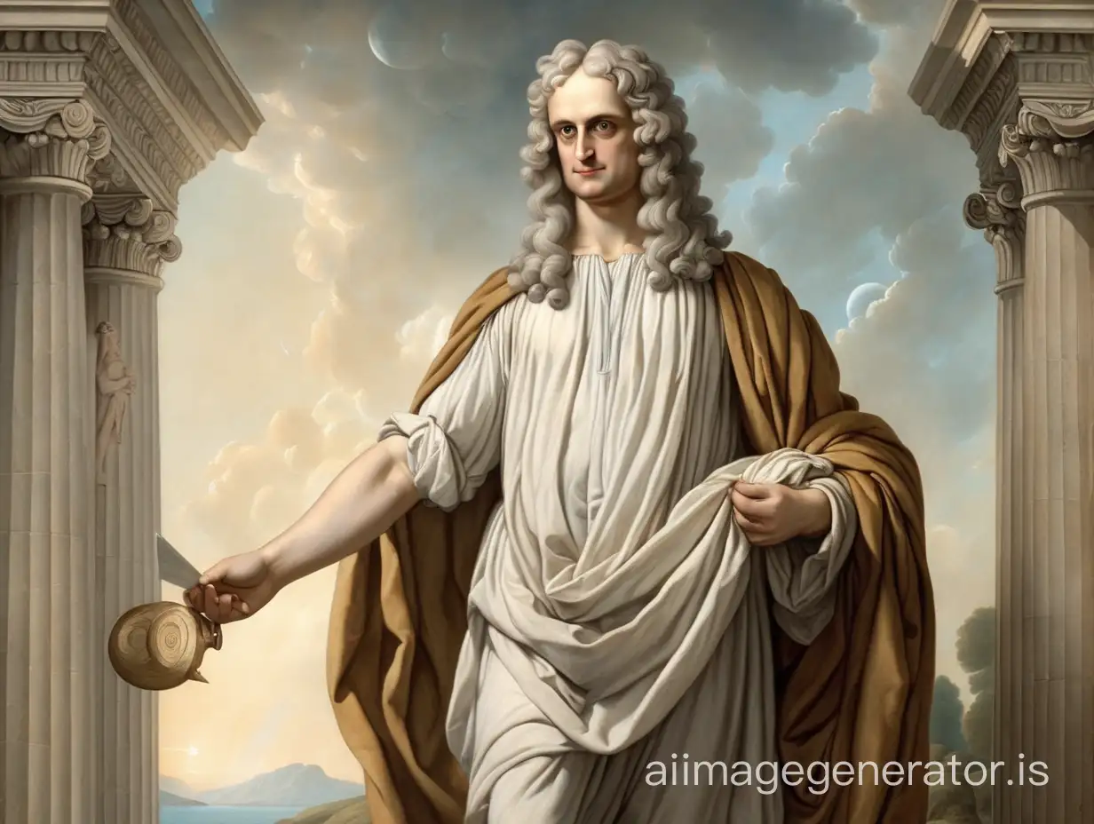 Isaac Newton as a Greek god