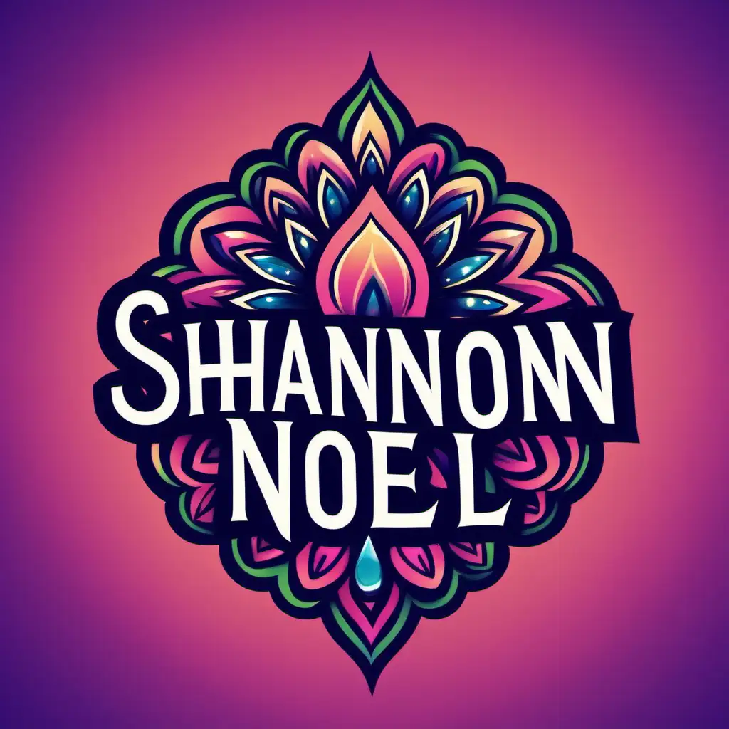 a logo for Shannon Noel. Her brand is creative, fun, loving, modern, hippie, mystical, bold, humorous, strong. And she wants jewel tones, deep and rich green and blue with bright pink