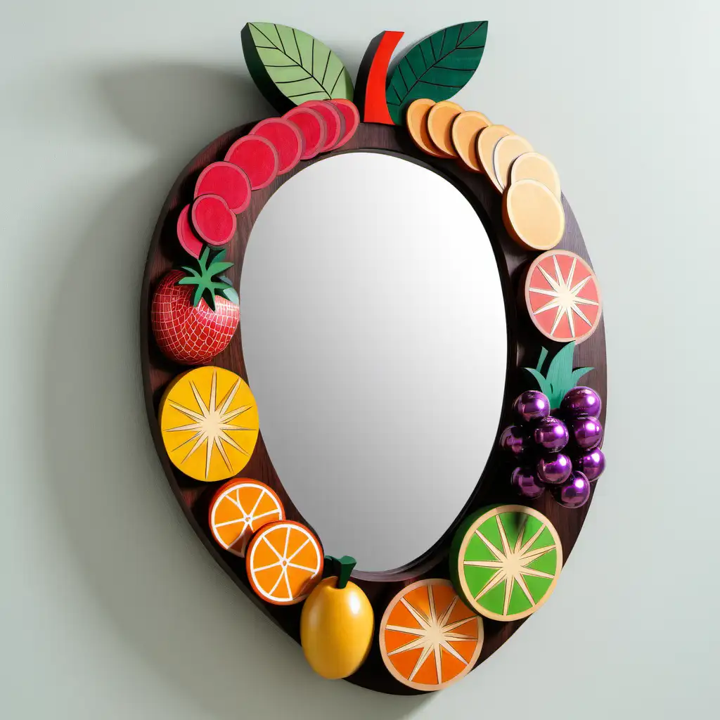 Rustic Wooden FruitShaped Mirrors for Home Dcor