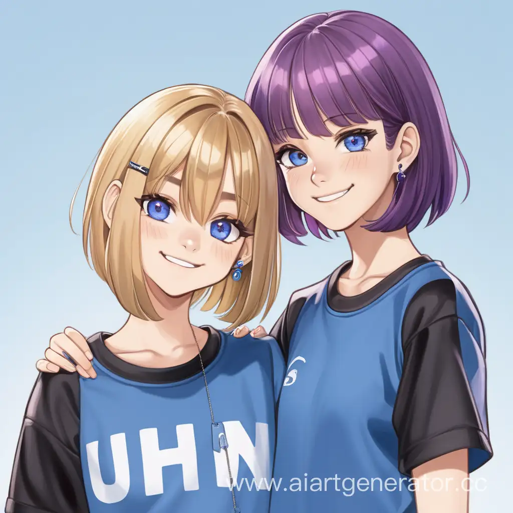 Two-Teenage-Girls-Smiling-Together-Blonde-and-PurpleHaired-Friends-in-Casual-Outfits