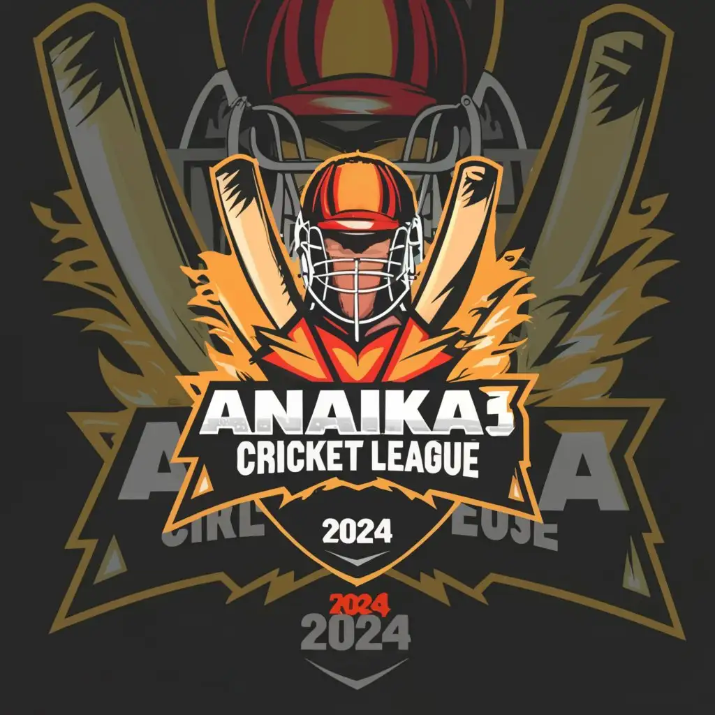 a logo design,with the text "ANAIKA 3 Cricket League 2024", main symbol:Background with cricket equipment like bat Bowl helmet trophy,complex,be used in Sports Fitness industry,clear background