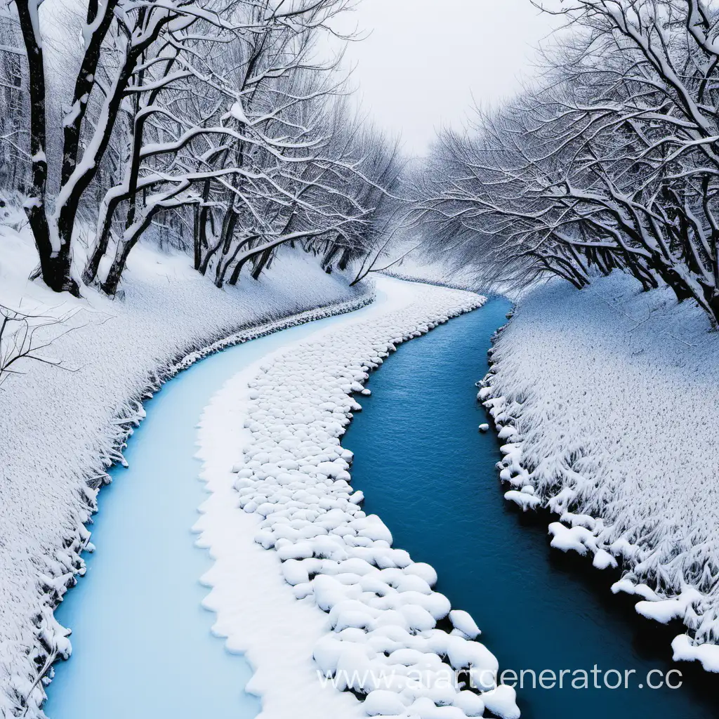 Serene-Winter-Landscape-White-Snow-and-Blue-River