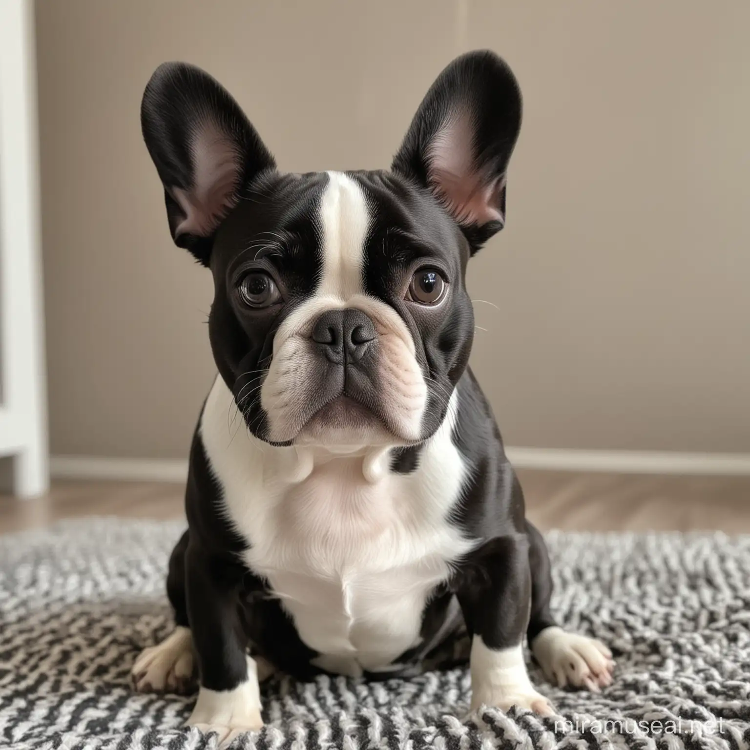 happy, confident, friendly, adorable, black and white French bulldog